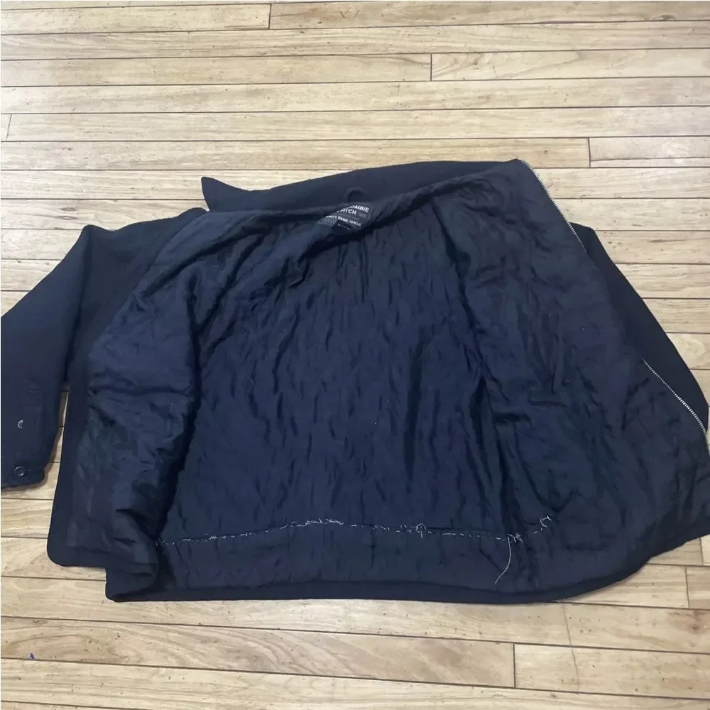 Abercrombie & Fitch Mens XL Gray Full Zip Long Sleeve Heavy Wool Blend Jacket XL